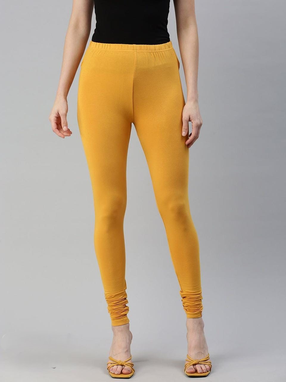 Cotton Lycra   Prisma Bottle Green Churidar Leggings.
